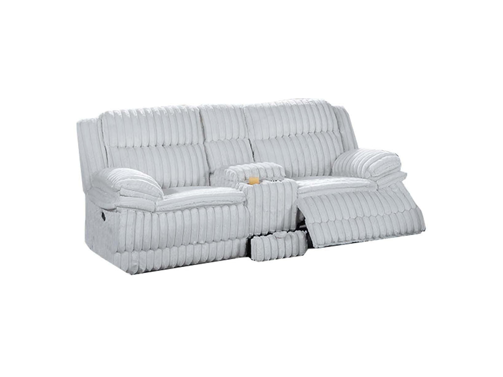 Light Gray Corduroy Recliner Loveseat with Drawer Console Z99364