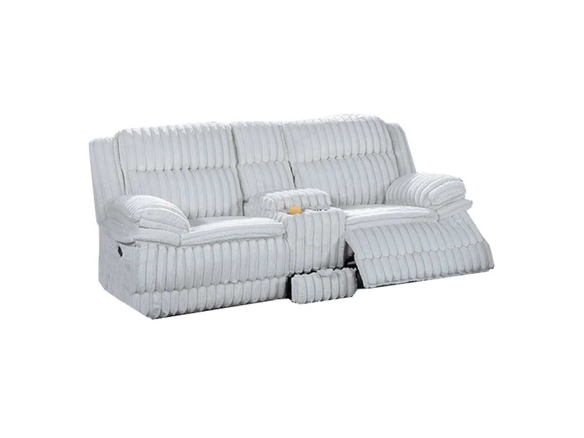 Light Gray Corduroy Recliner Loveseat with Drawer Console Z99364