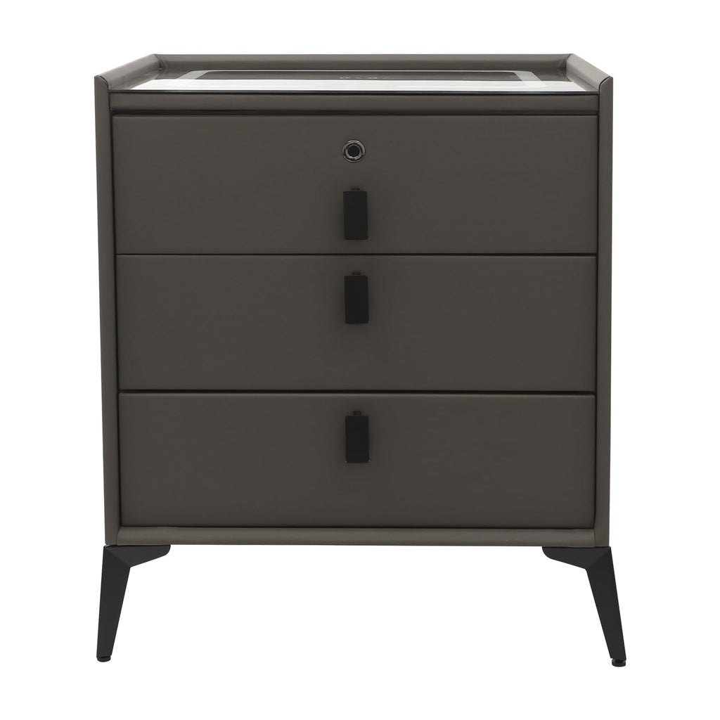 Solid Wood Nightstand with 3 Drawers V640003