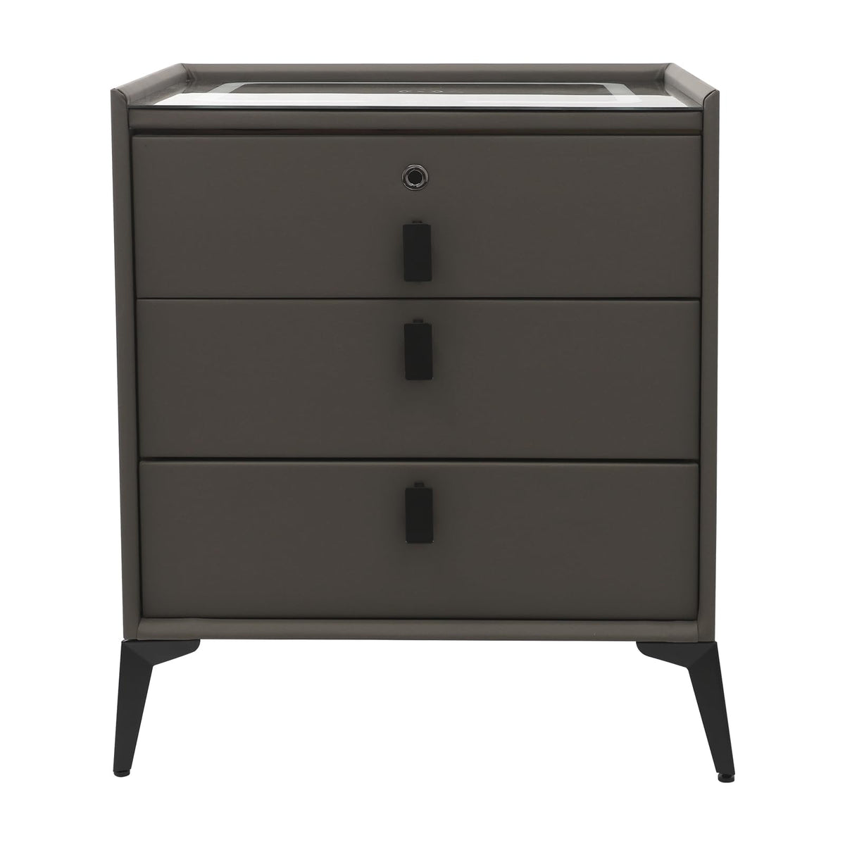 Solid Wood Nightstand with 3 Drawers V640003