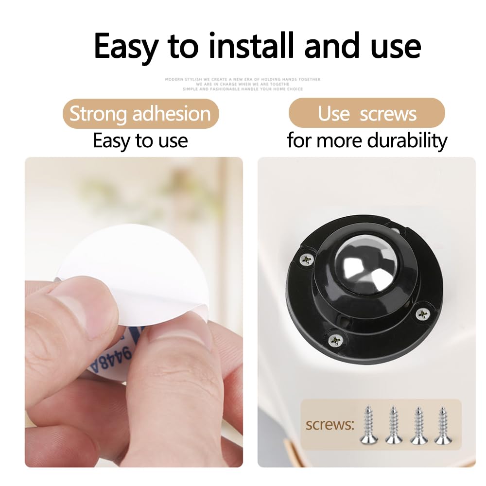 Self Adhesive Caster Wheels 0.8 Inch Black 4 Pack L790420