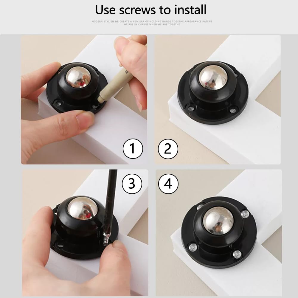 Self Adhesive Caster Wheels 0.8 Inch Black 4 Pack L790420
