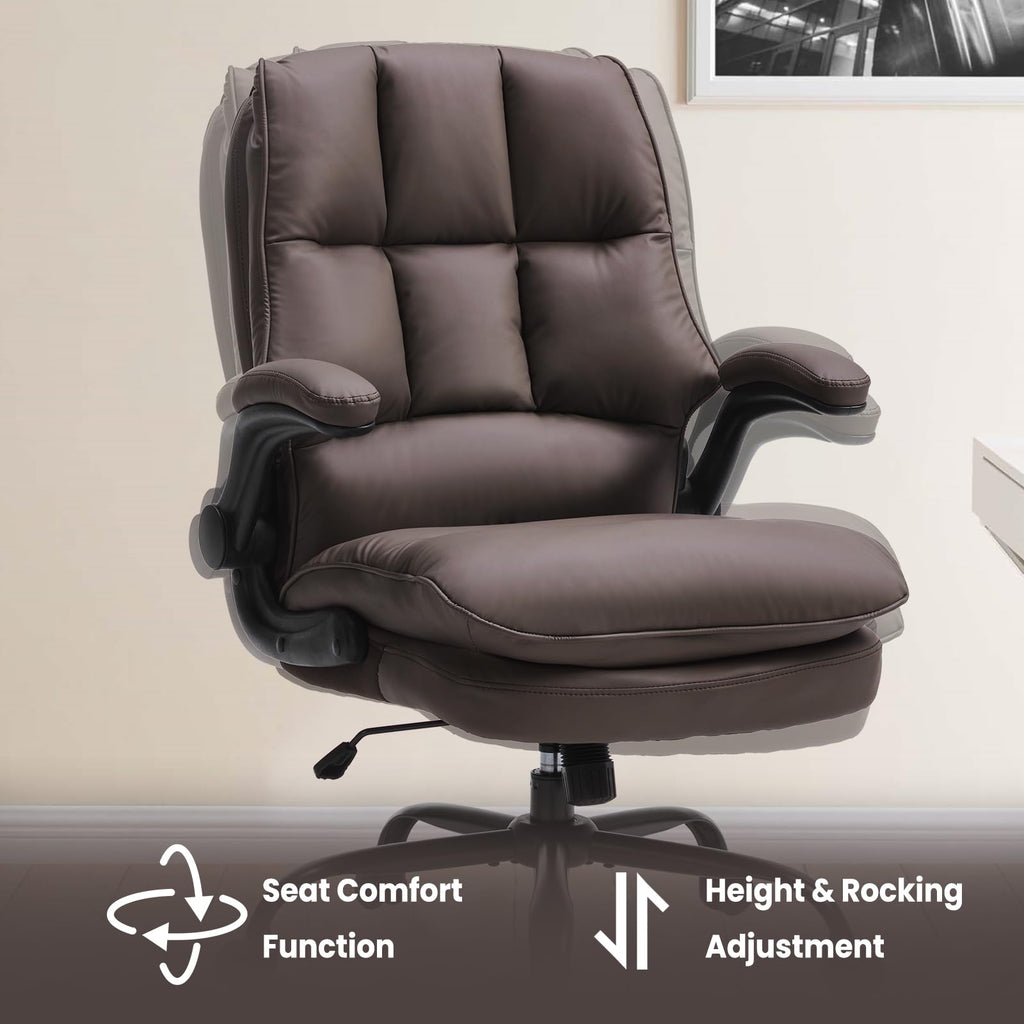 Brown Ergonomic Office Chair with Flip-up Armrests I18591
