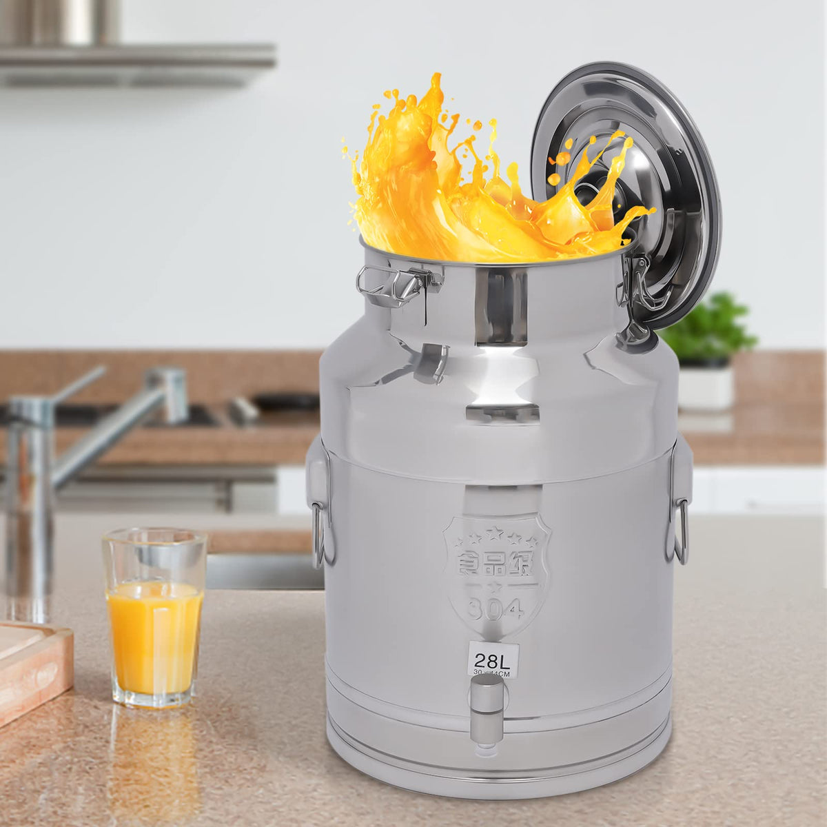 7.4 Gal Stainless Steel Milk Can with Faucet F783