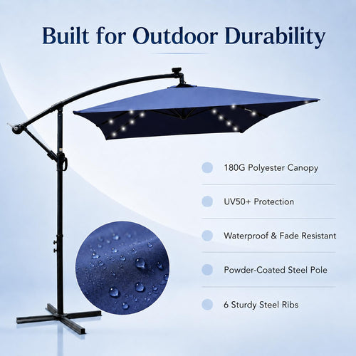10x6.5FT Navy Blue Solar Patio Umbrella Q620