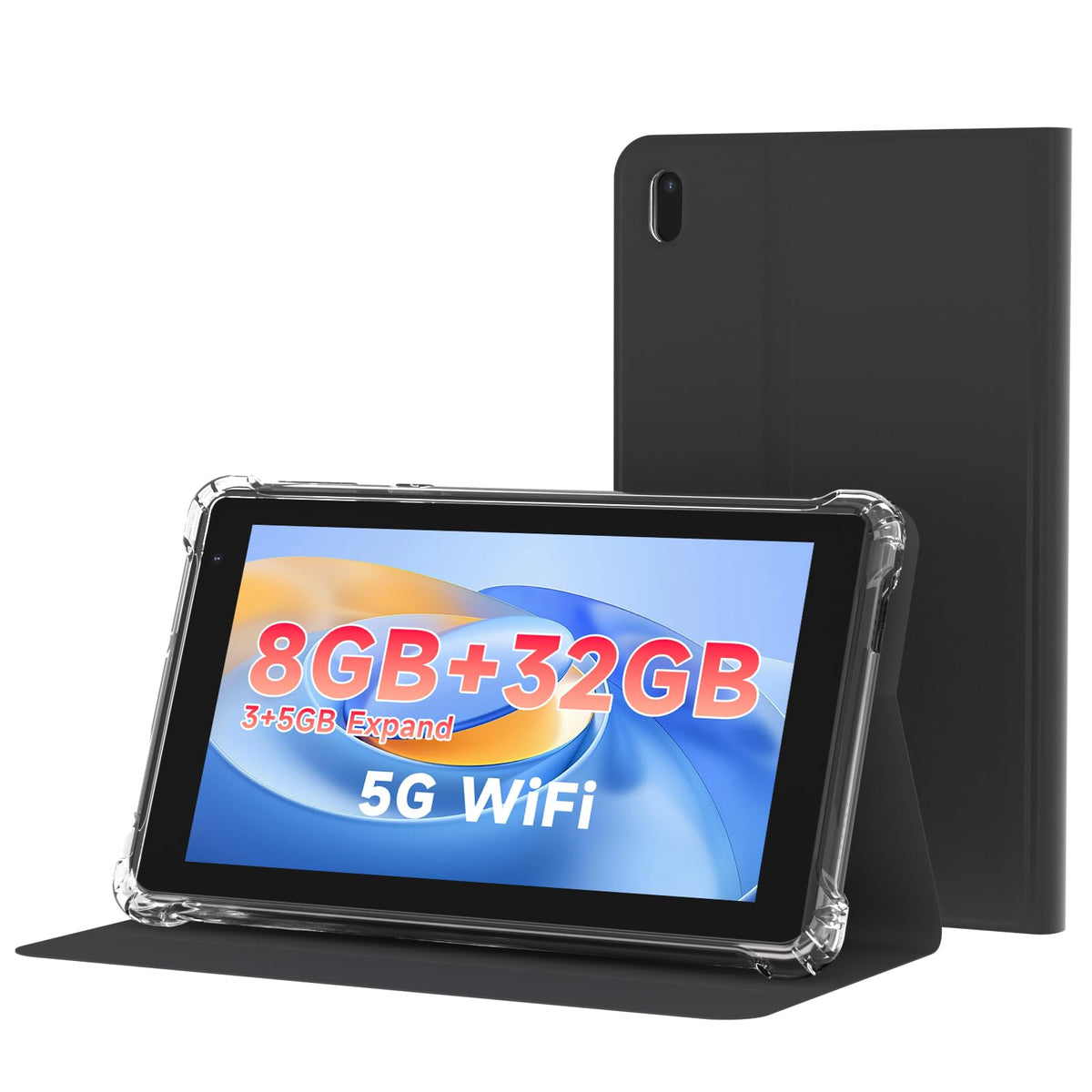 7 inch Android 14 Tablet with Case, 8GB RAM 32GB ROM, Black P2575