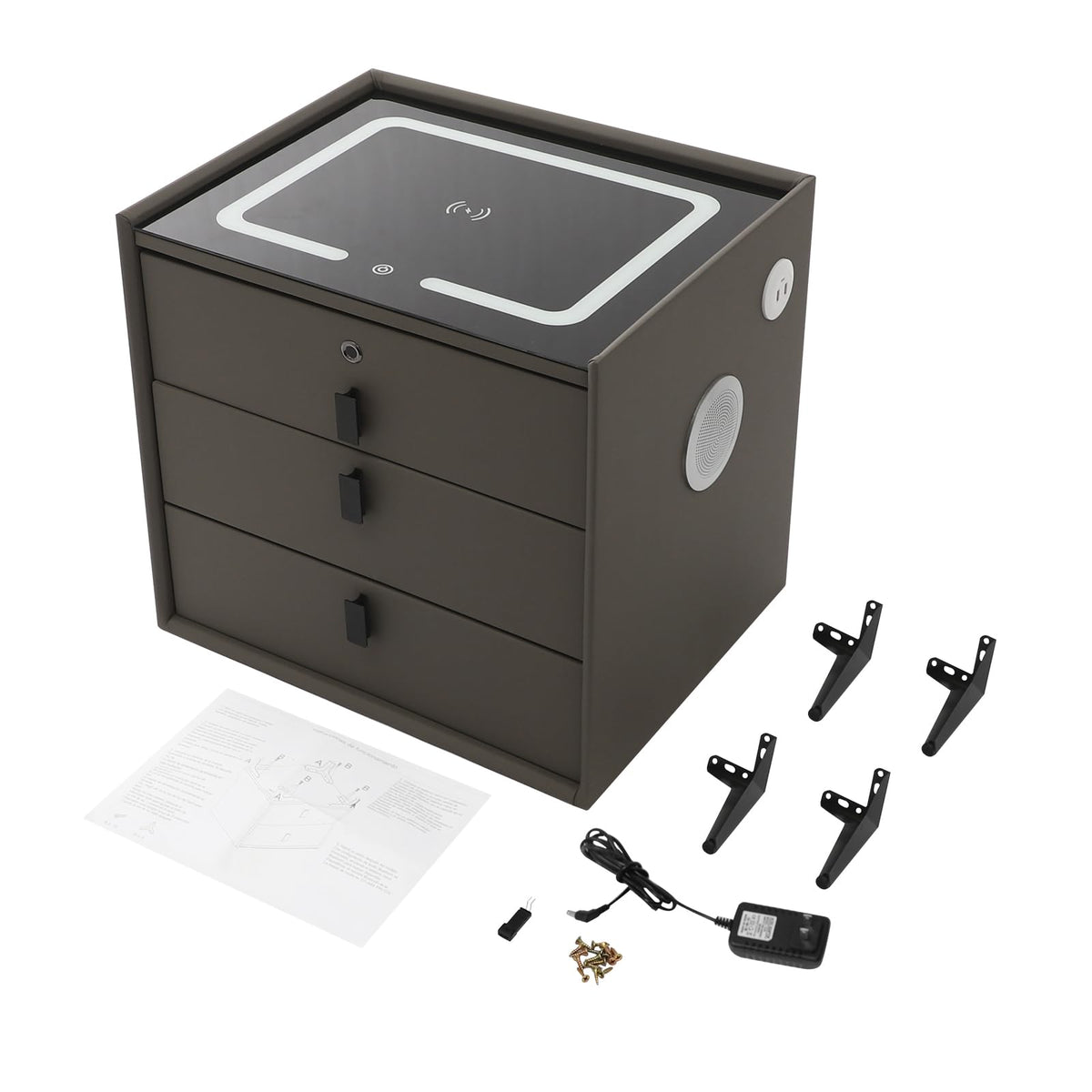 Solid Wood Nightstand with 3 Drawers V640003