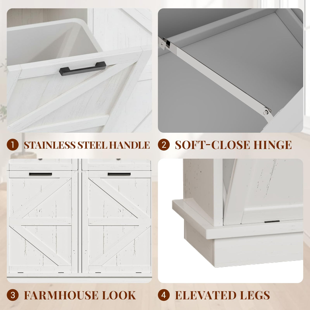 White 20 Gallon Tilt Out Trash Can Cabinet F891