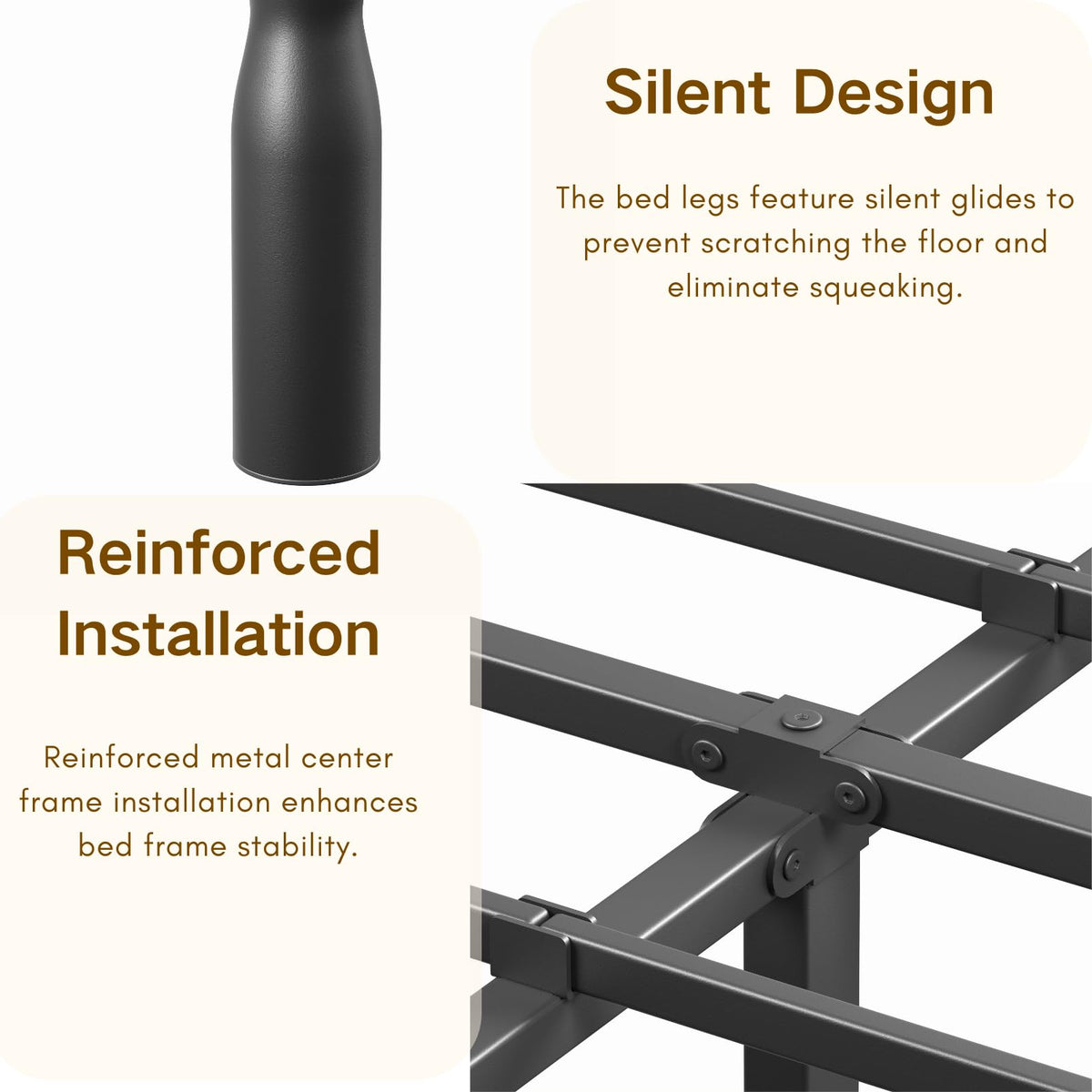 Queen Size Black Metal Bed Frame with Storage F30065