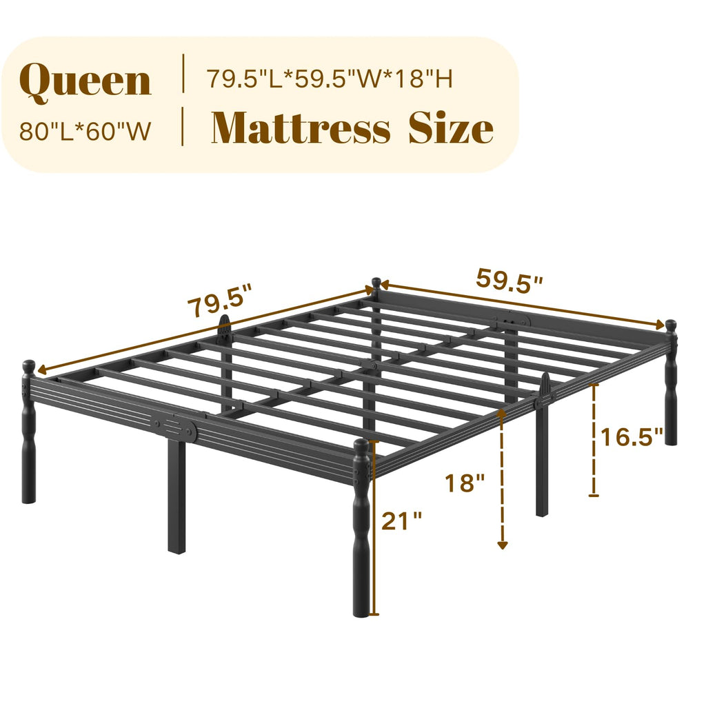 Queen Size Black Metal Bed Frame with Storage F30065