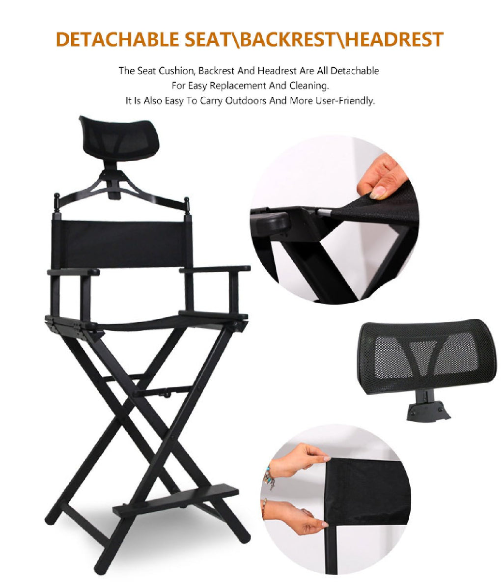 Foldable Stool with Head Rest, Portable Camping Chair, Supports Up to 300 Lbs, Gold I756602