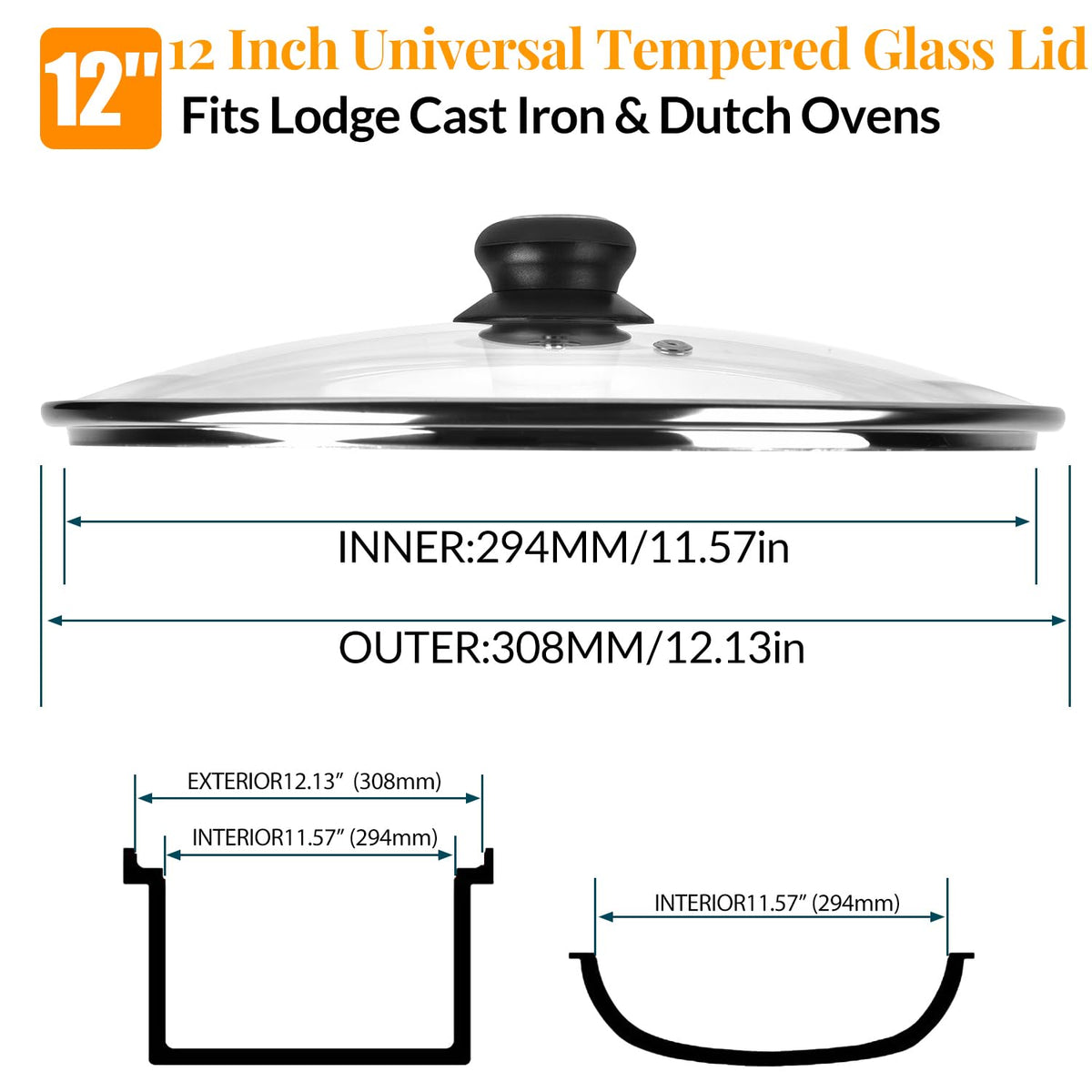 12 Inch Tempered Glass Lid X9106