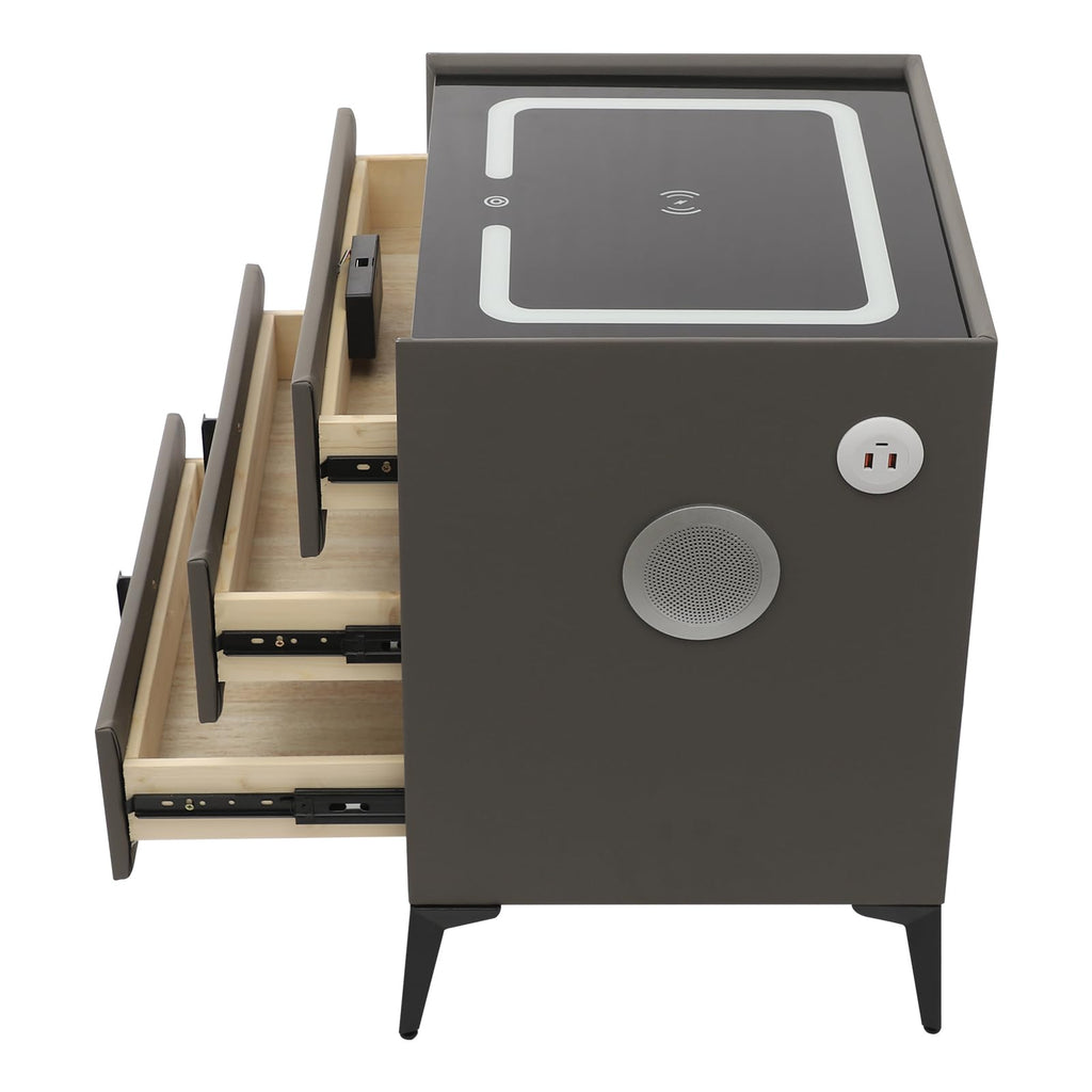 Solid Wood Nightstand with 3 Drawers V640003