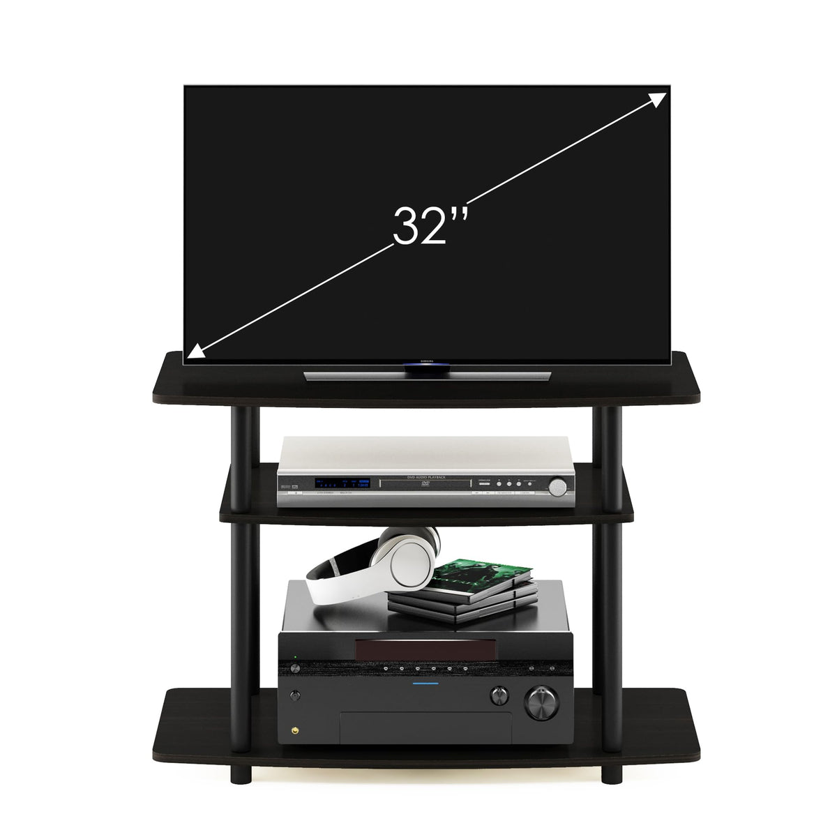3-Tier Espresso Black TV Stand H5179