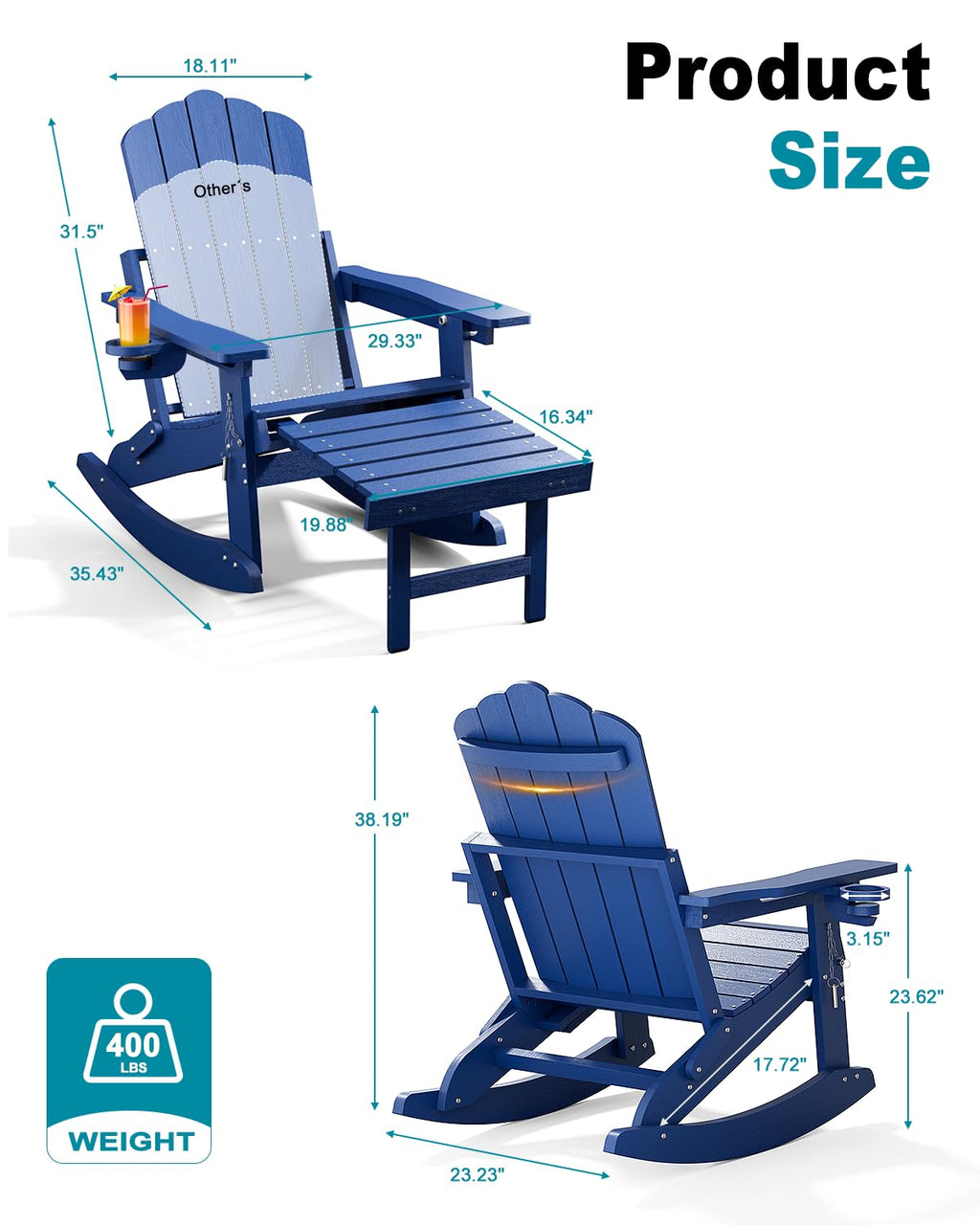 Folding Adirondack Rocking Chair with Ottoman D1651