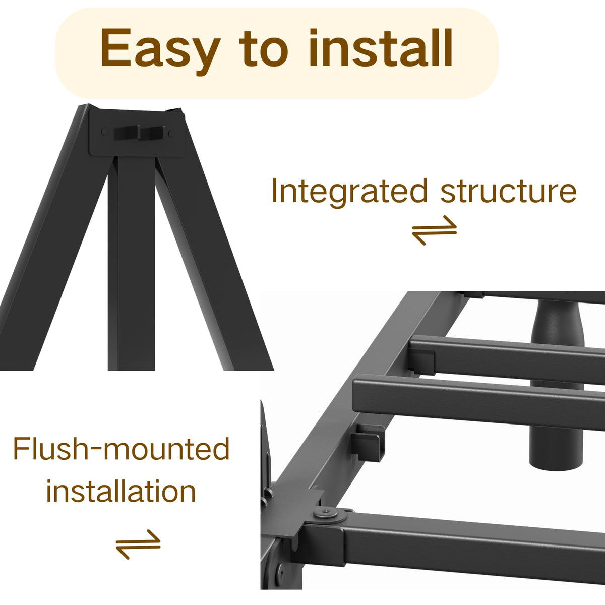Queen Size Black Metal Bed Frame with Storage F30065
