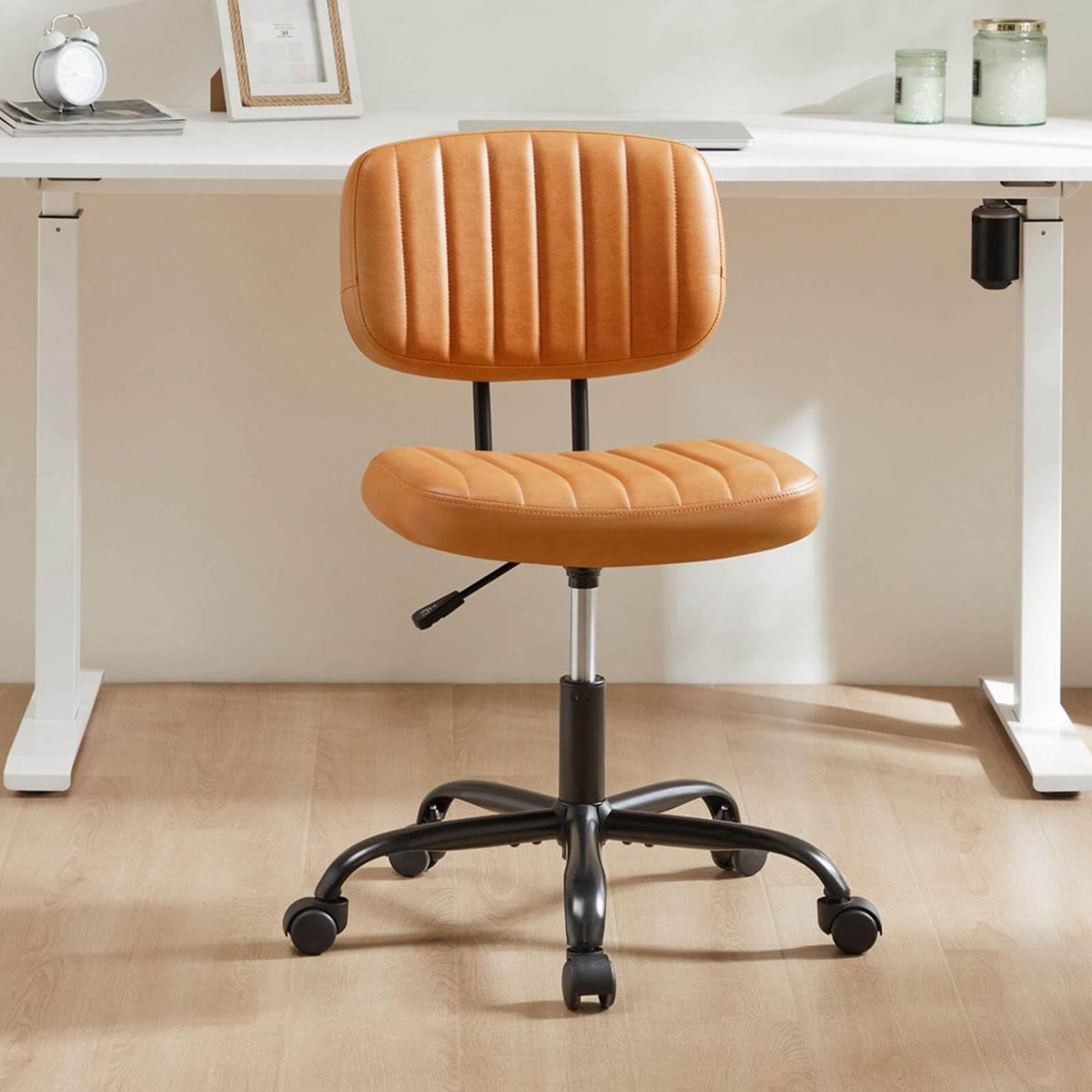 Orange Adjustable Height Swivel Rolling Office Chair G96324