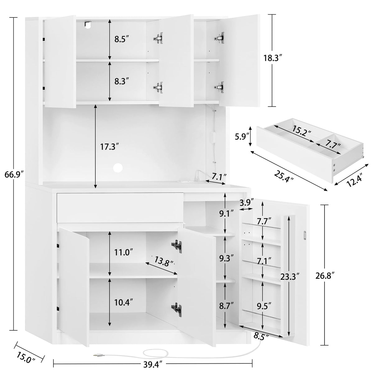 Pantry Cabinet with Charging Station Y265