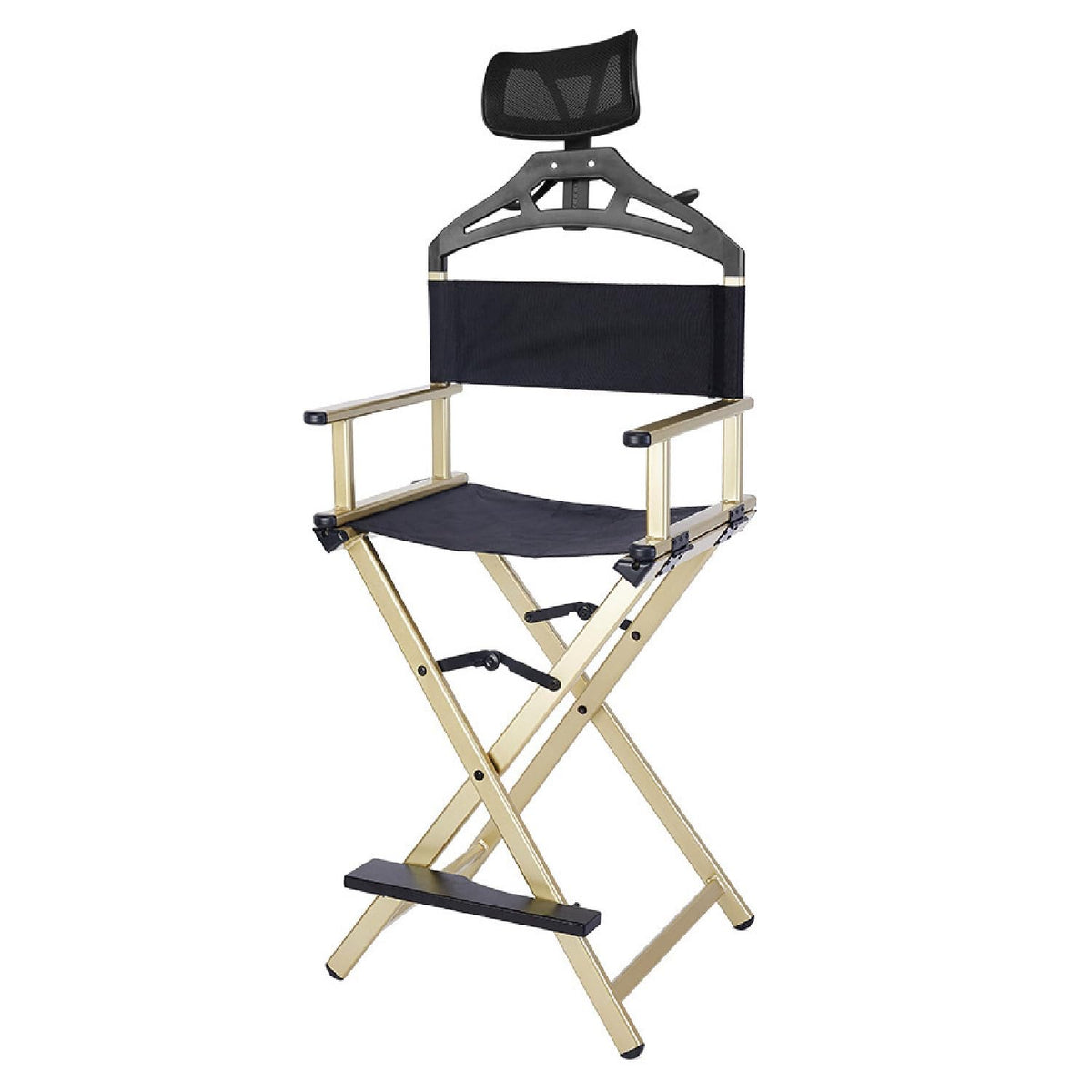 Foldable Stool with Head Rest, Portable Camping Chair, Supports Up to 300 Lbs, Gold I756602