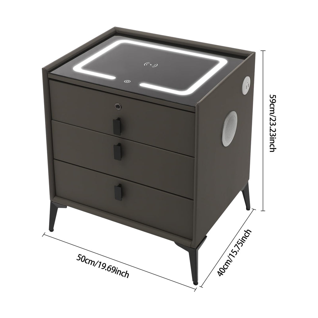 Solid Wood Nightstand with 3 Drawers V640003