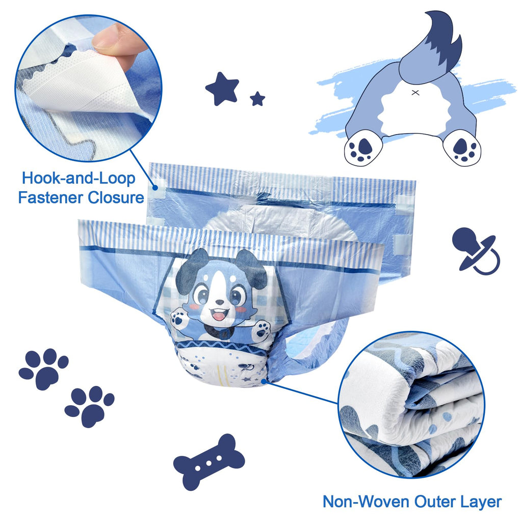 Adjustable Hook-and-Loop Fastener Closure Adult Printed Cloth Back Diaper 10 Pieces Medium 28"-38" S461