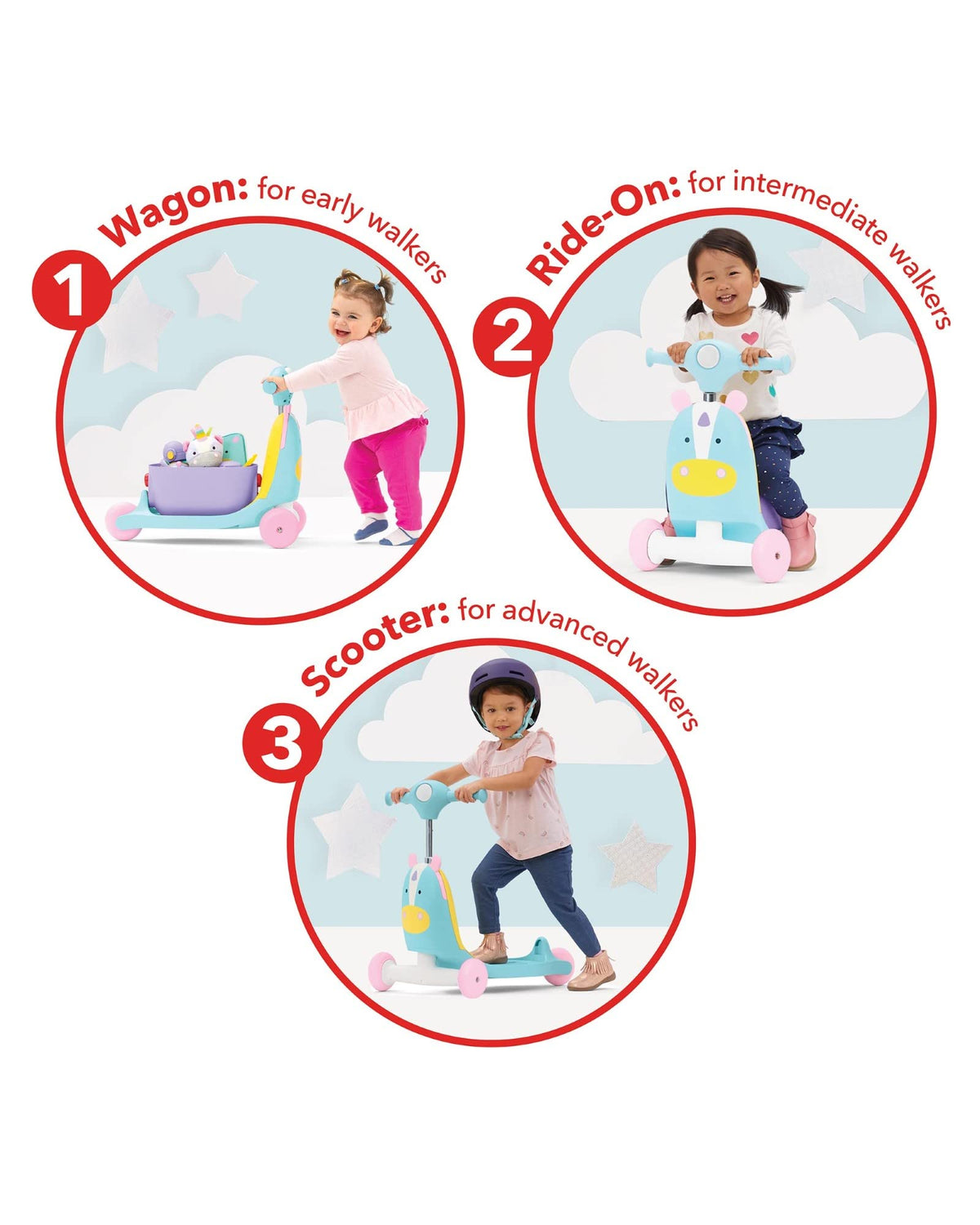 3-in-1 Baby Activity Push Walker to Toddler Scooter Z9417