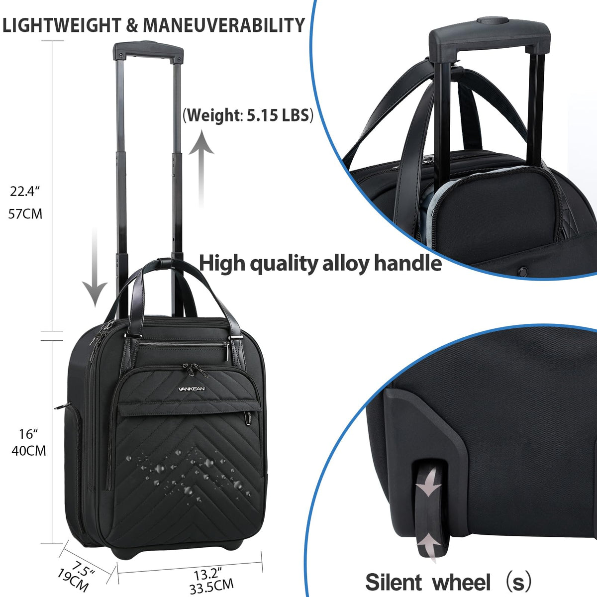 16" Underseat Rolling Lightweight Suitcase C546