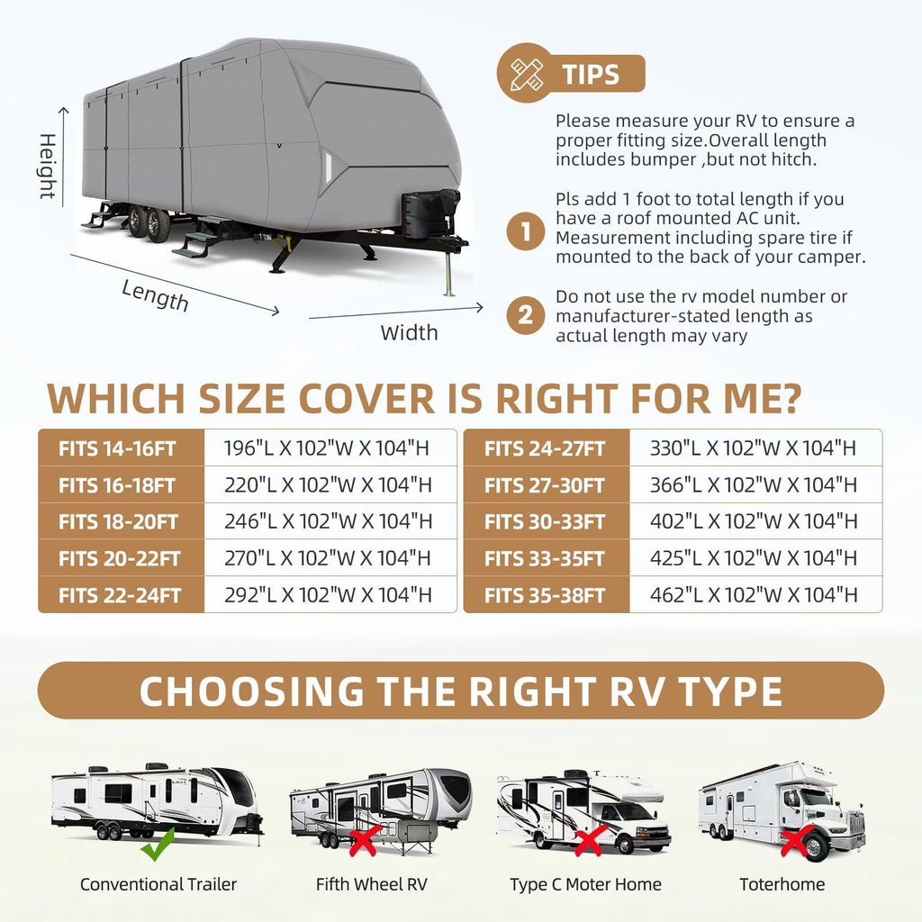 14-16 ft Travel Trailer RV Cover M759
