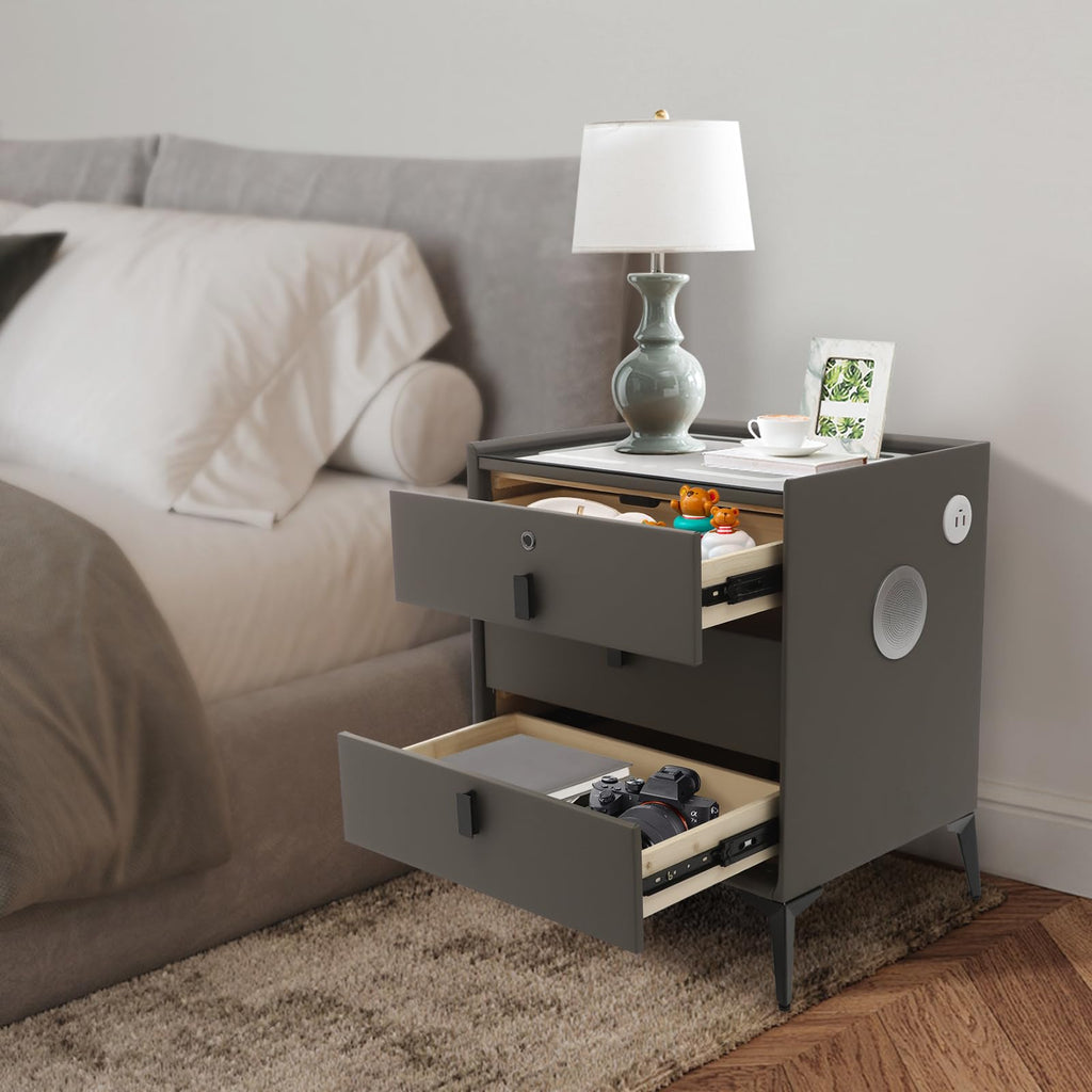 Solid Wood Nightstand with 3 Drawers V640003
