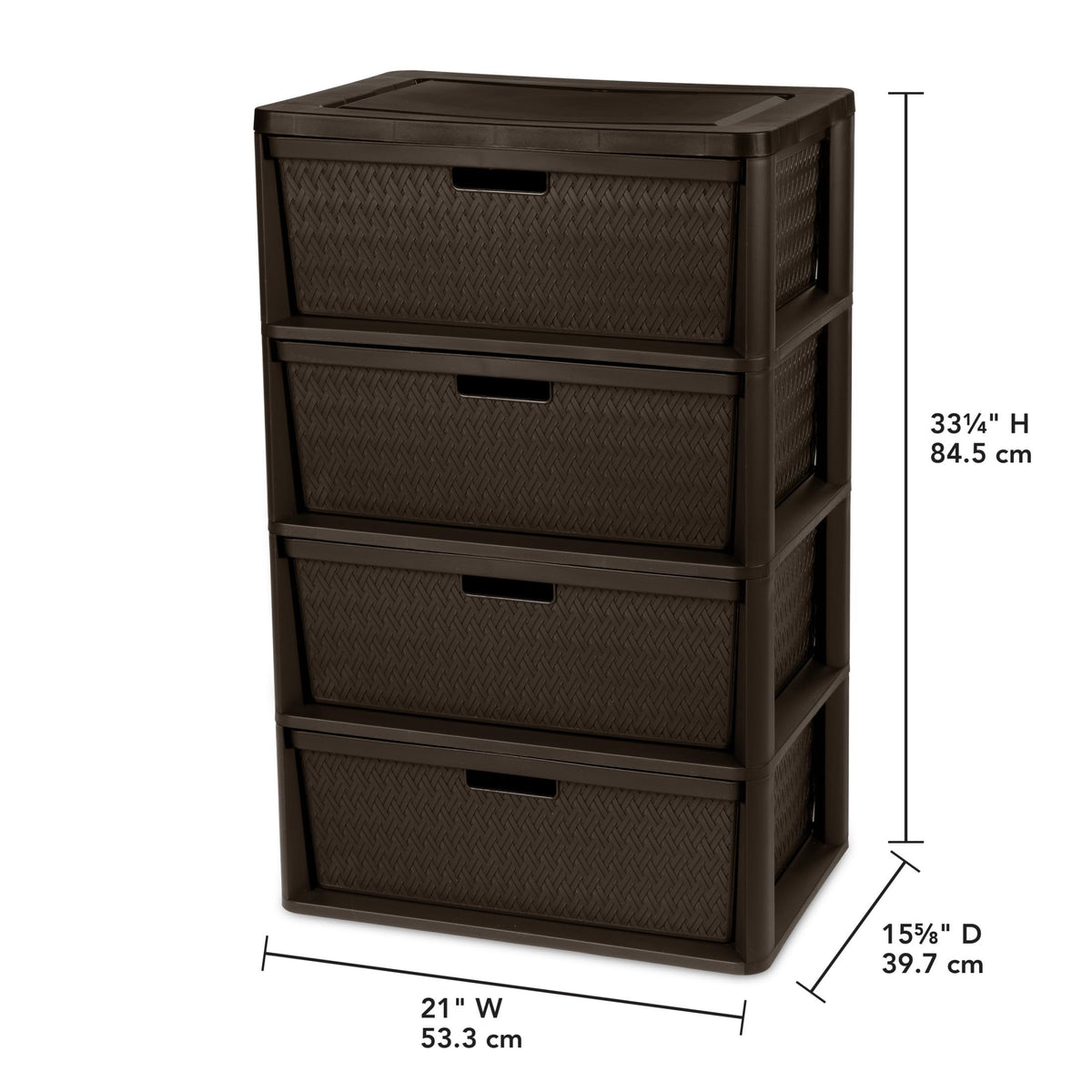Brown 4 Drawer Storage Tower A559