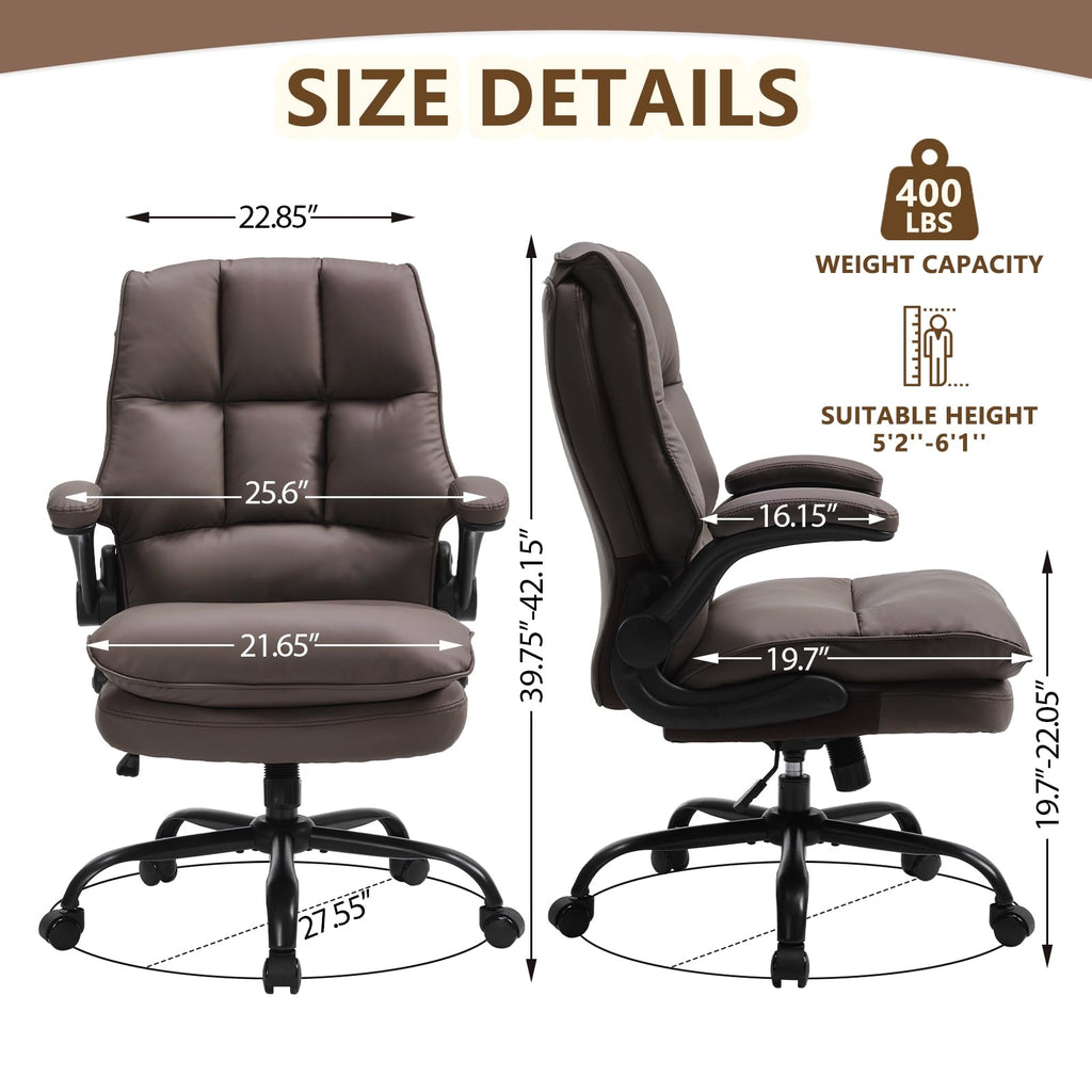 Brown Ergonomic Office Chair with Flip-up Armrests I18591