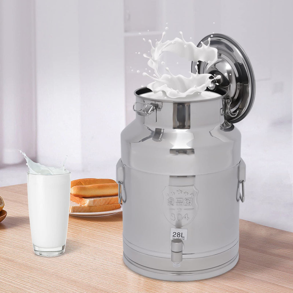 7.4 Gal Stainless Steel Milk Can with Faucet F783