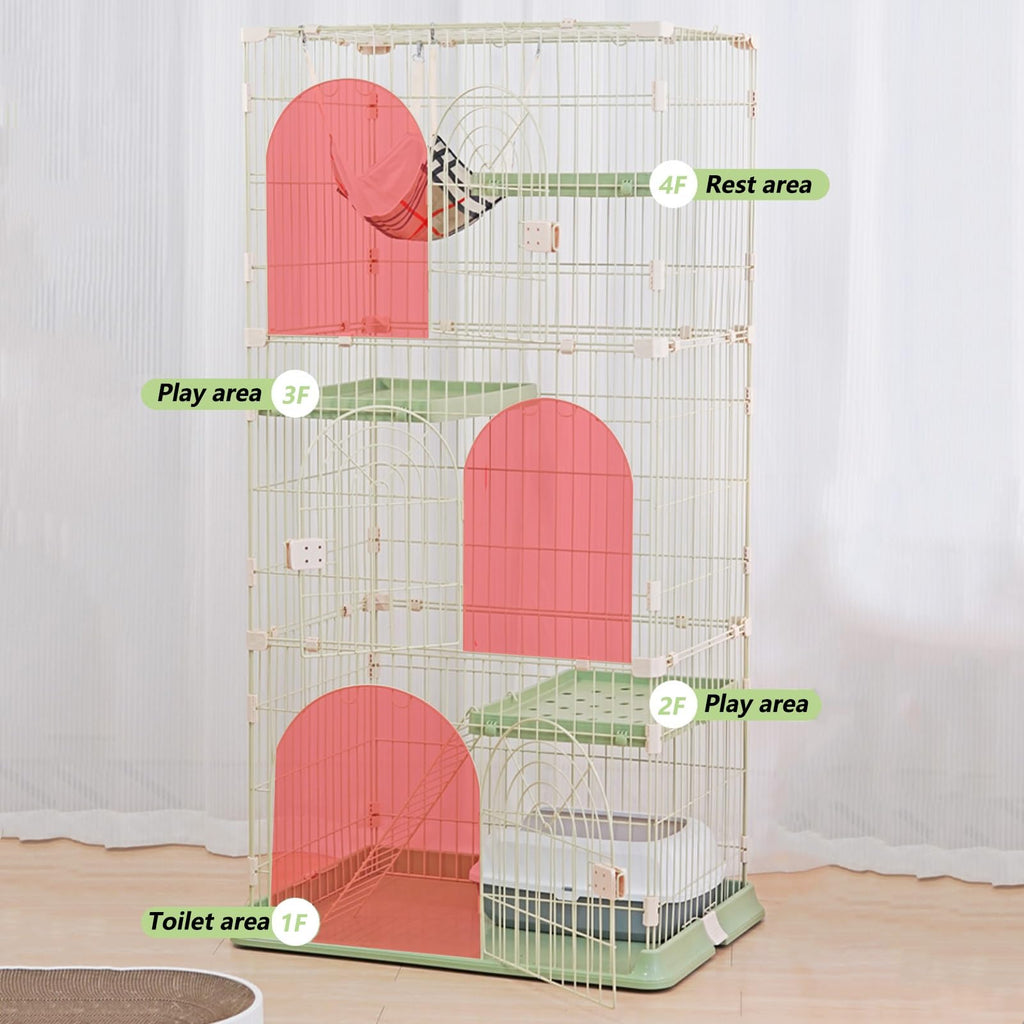 3/4-Tier Wire Cat Cage Playpen Kennel with Hammock H929