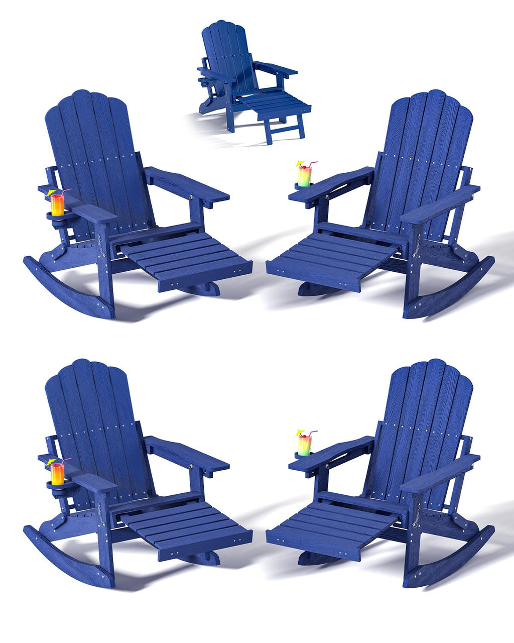 Folding Adirondack Rocking Chair with Ottoman D1651