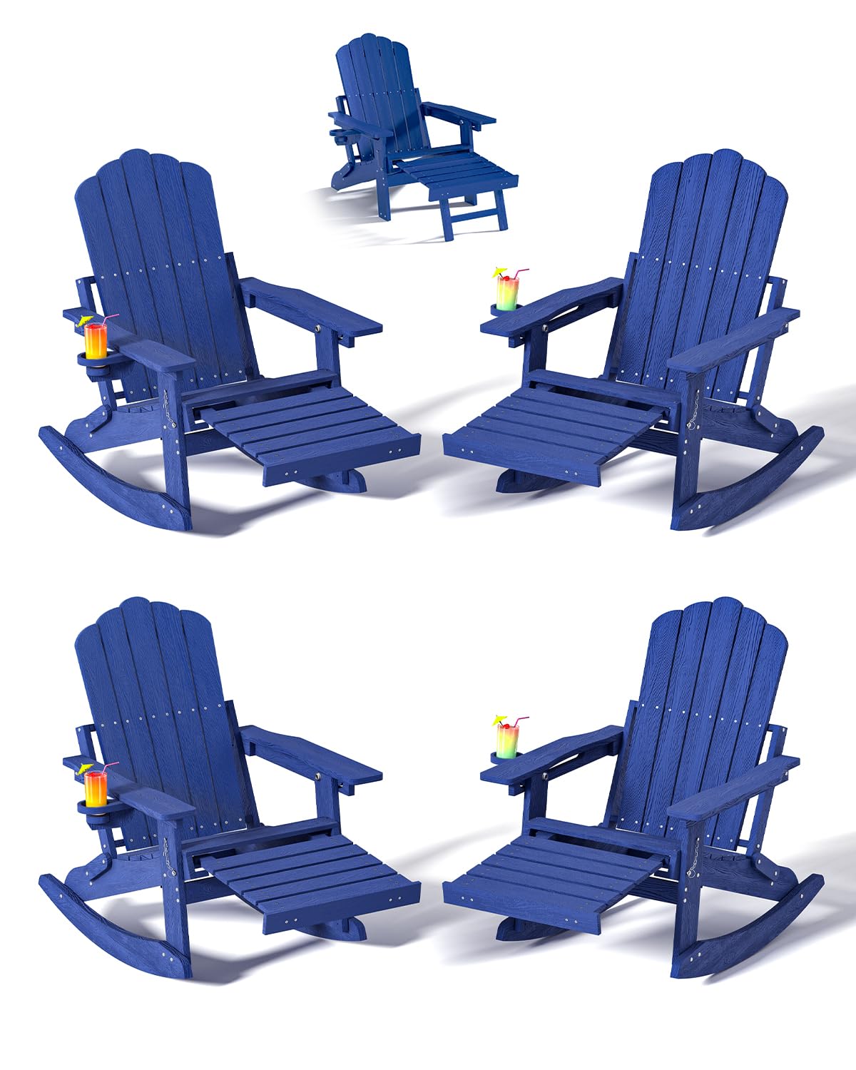 Folding Adirondack Rocking Chair with Ottoman D1651