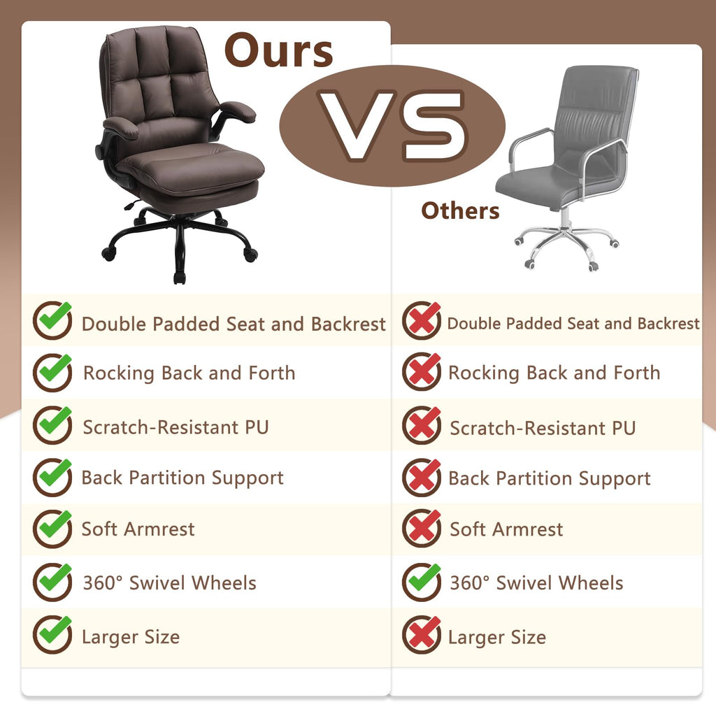 Brown Ergonomic Office Chair with Flip-up Armrests I18591
