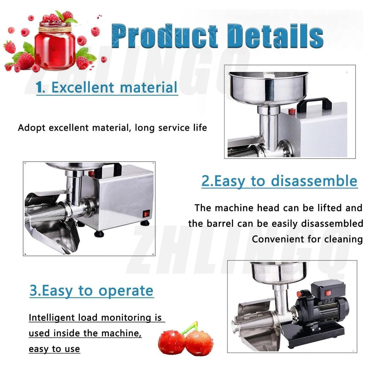 450W Electric Tomato Strainer with Funnel and Trough U516