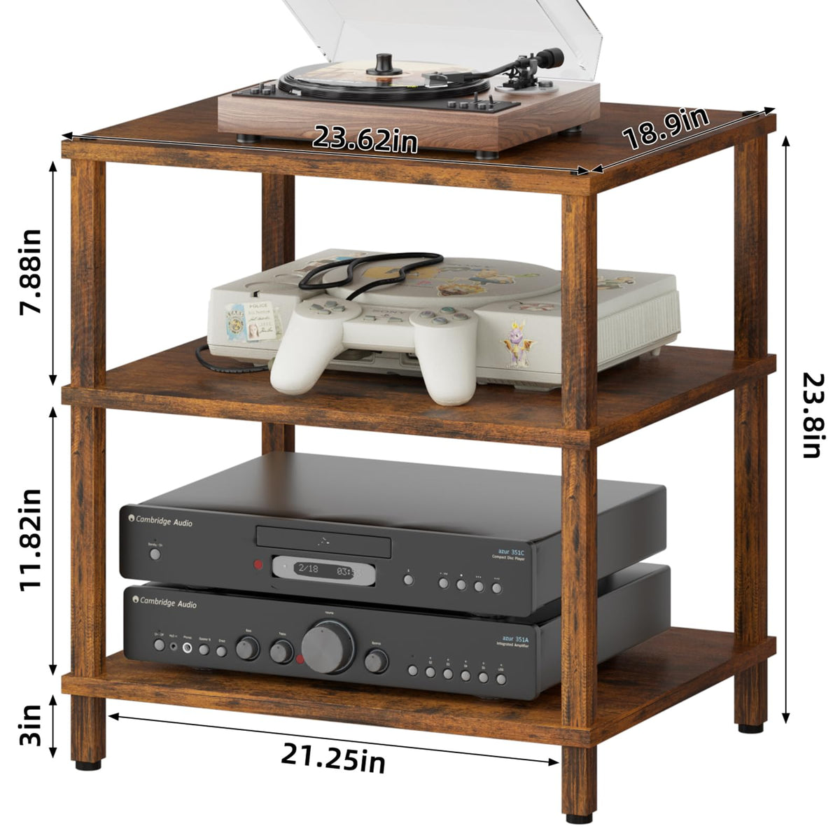 Brown 3-Tier Wooden Media Stand T572015