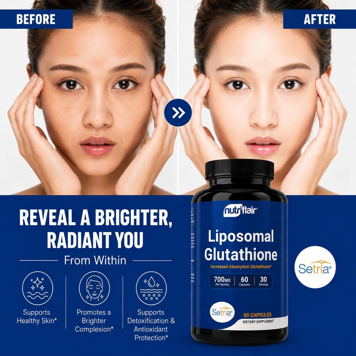 Liposomal Glutathione Supplement 700mg 60 Capsules H745443