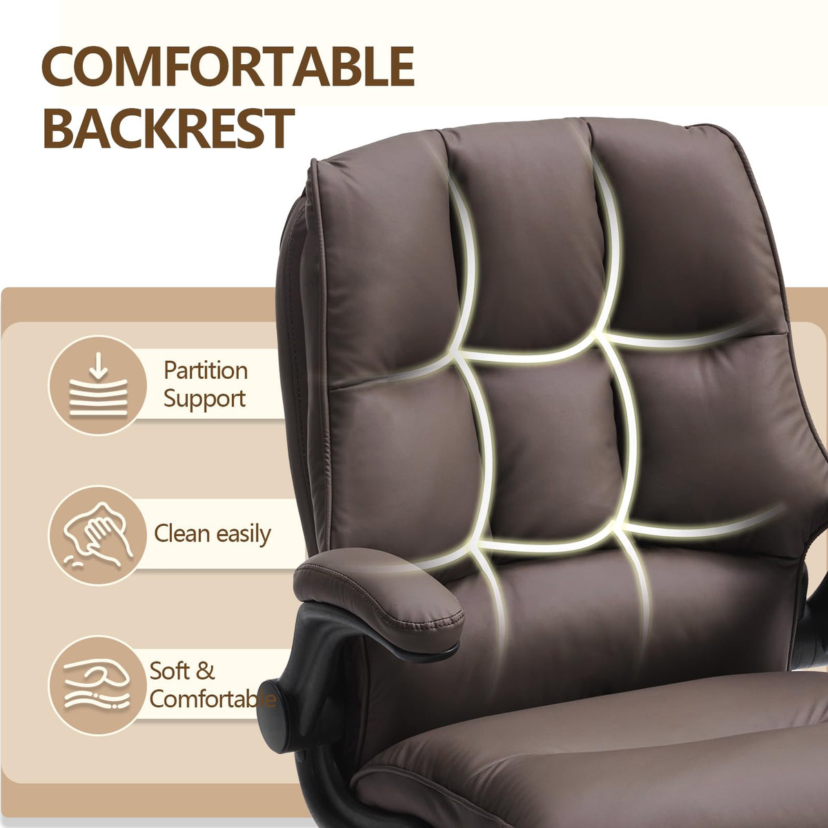 Brown Ergonomic Office Chair with Flip-up Armrests I18591