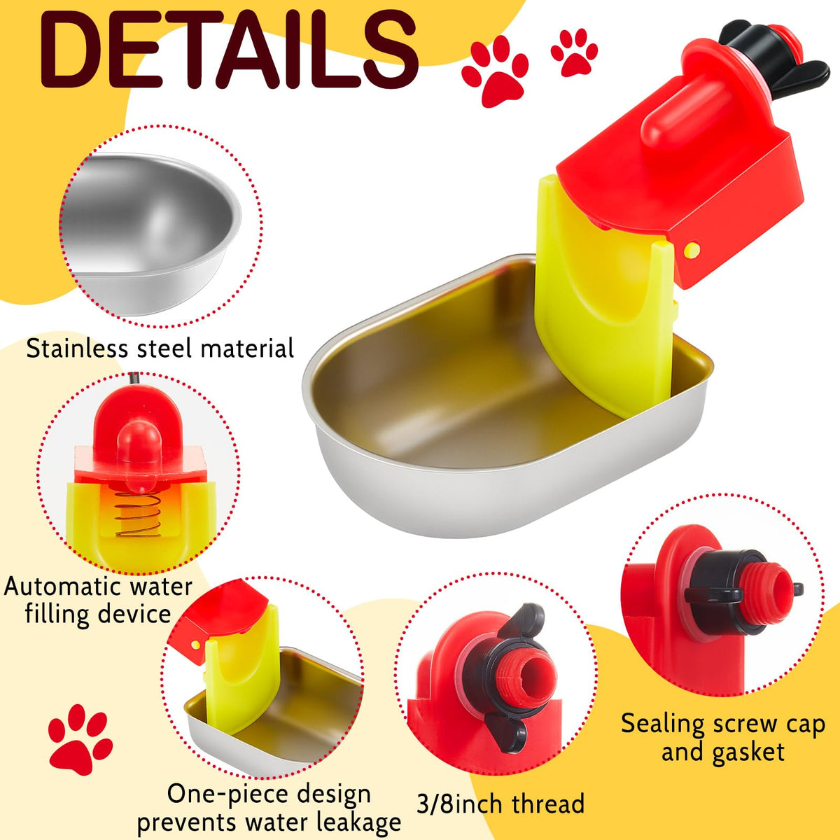 8 Pack Stainless Steel Auto Fill Chicken Waterer Cups X1150