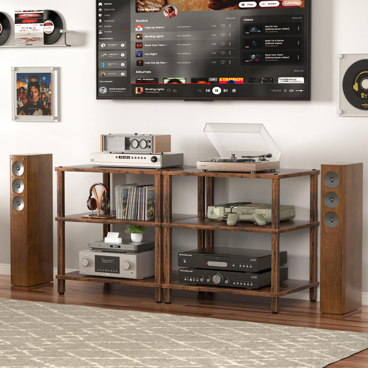 Brown 3-Tier Wooden Media Stand T572015