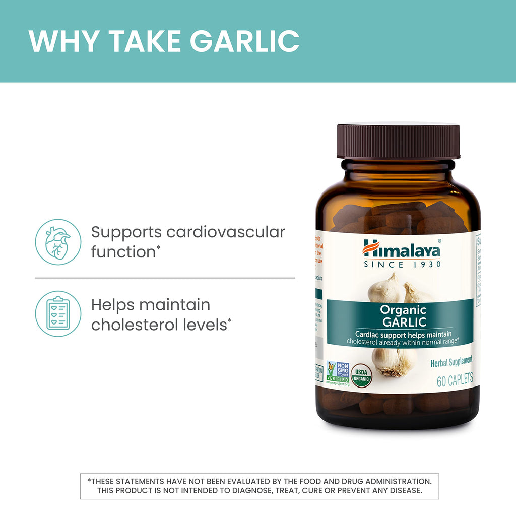 USDA Organic Garlic Supplements 1400 mg 60 Caplets F173