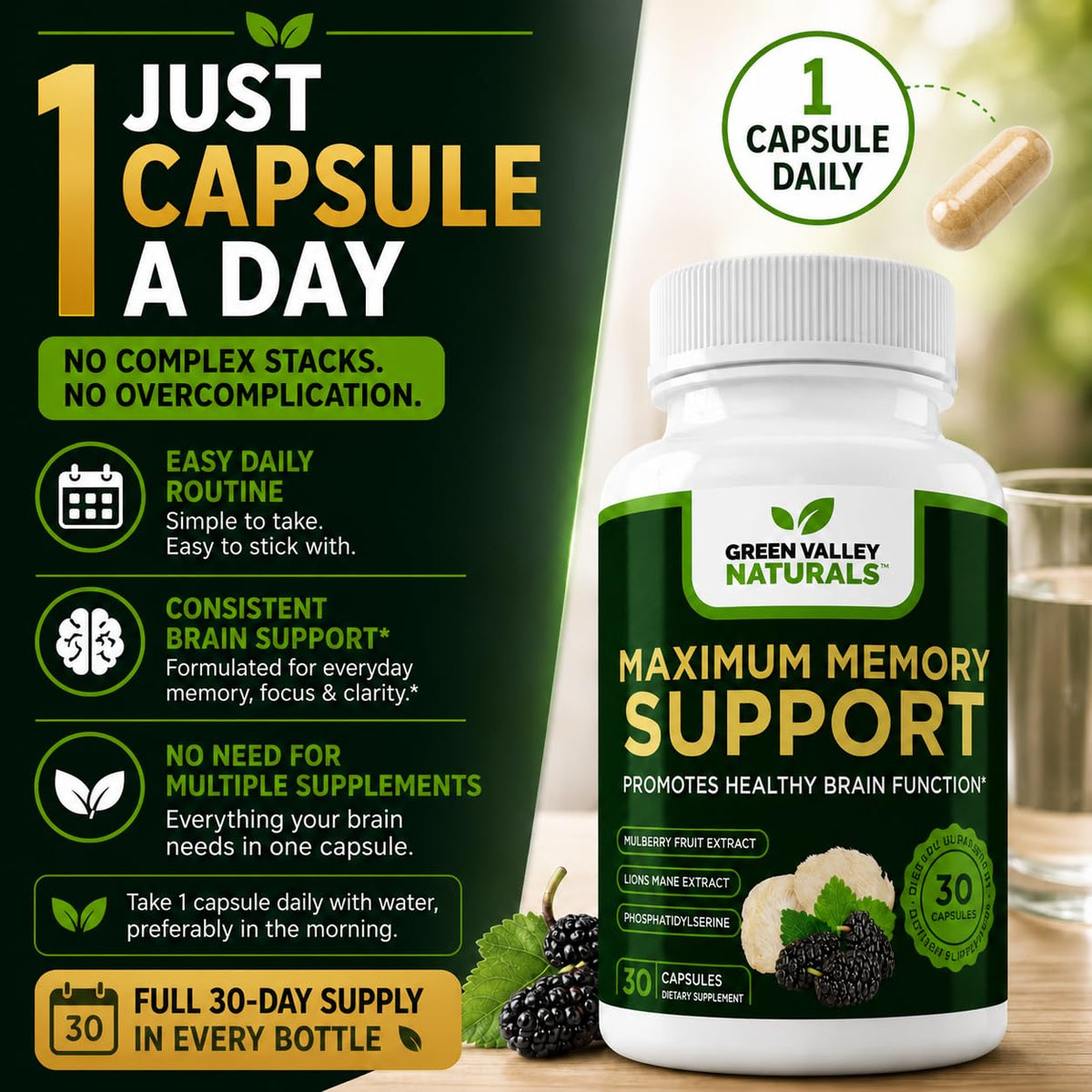 Lion's Mane Mulberry Phosphatidylserine 30 Capsules E60679