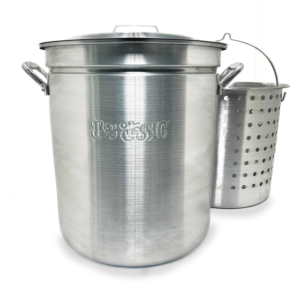 60 Qt Aluminum Stockpot with Basket D585