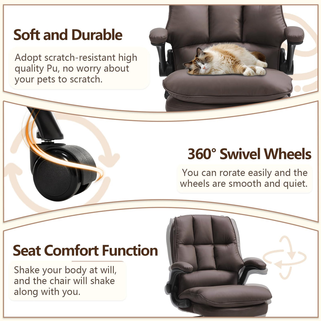 Brown Ergonomic Office Chair with Flip-up Armrests I18591