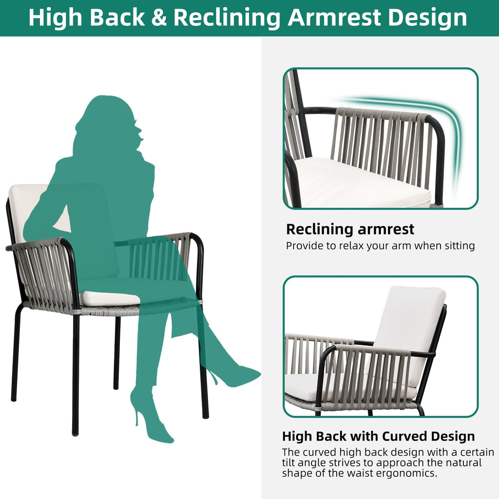 Grey Wicker Outdoor Dining Chairs Set of 4 V91330