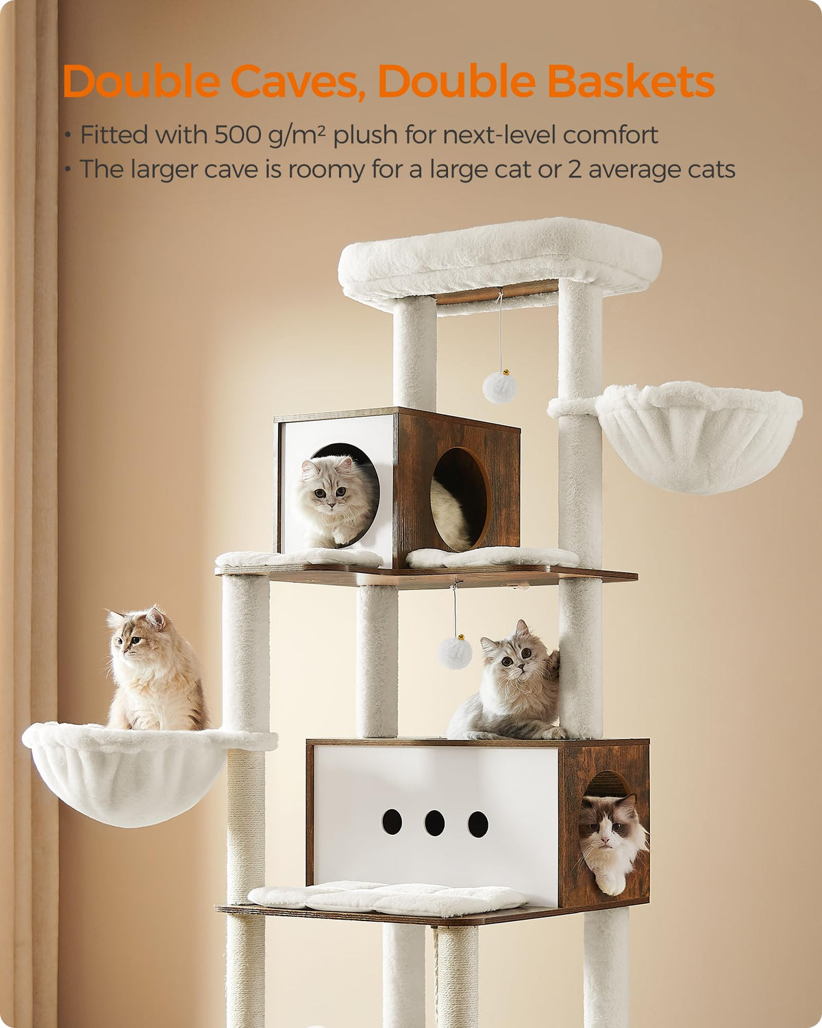 Cat Tree with 2 Caves and 2 Hammocks Z91695