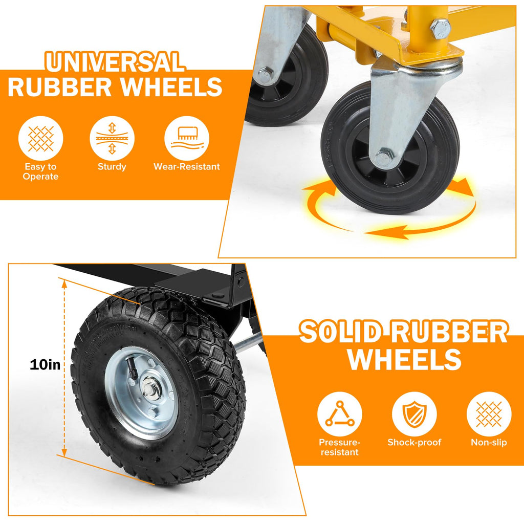 3 in 1 Convertible Hand Truck Dolly Cart with 10" Pneumatic Wheels, 1000LBS Capacity M67590