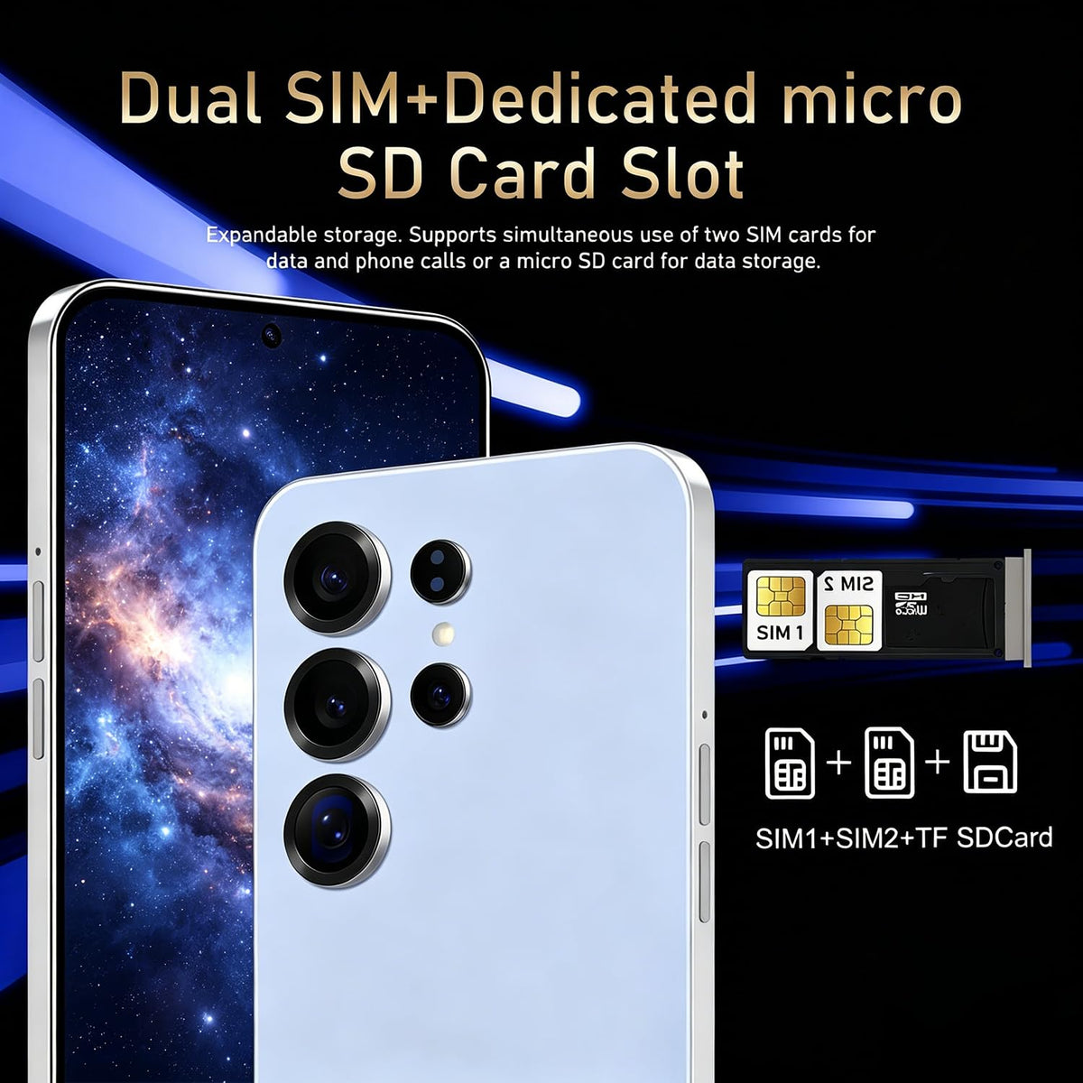 4G Unlocked Android Smartphone 6.6'' HD+ Display 4GB RAM 32GB ROM Black N306